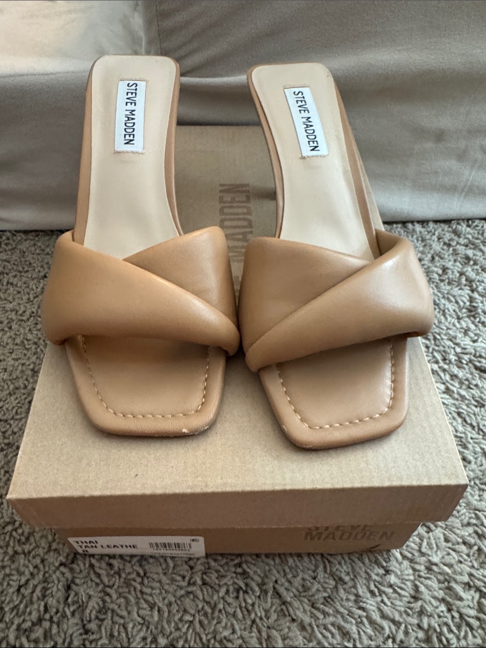 Steve Madden Tan Braided Leather Slide Sandals, Sz 8